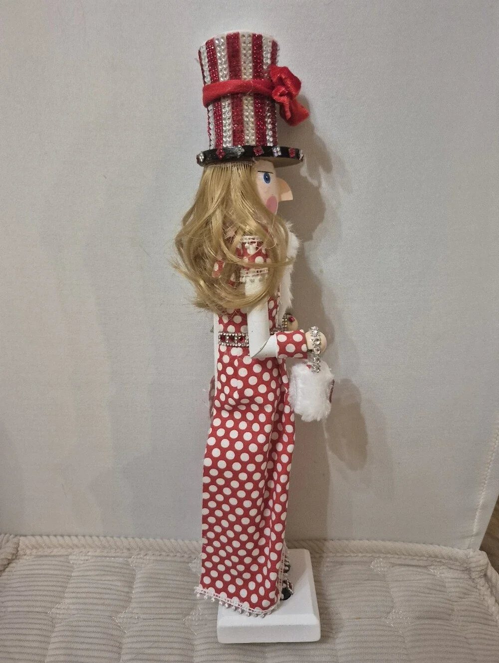 Holiday Red Polka Dot Nutcracker Lady Decorative Home Holiday Figurine